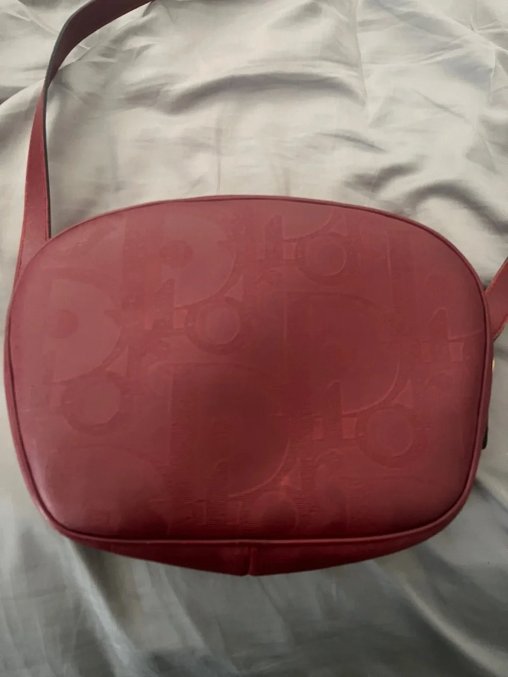 Dior Red Crossbody Bag with Gold Tone Ring Detail